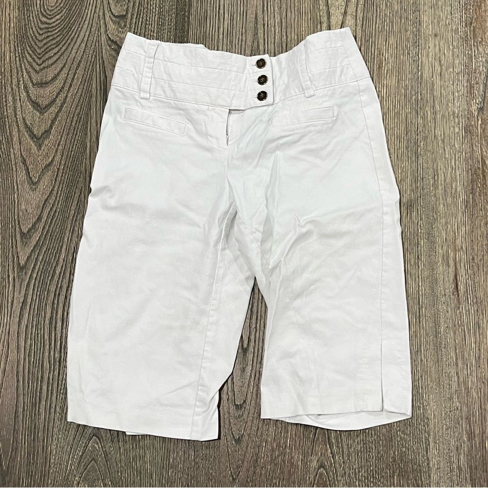 Tracy Evans Womens Bermuda Shorts Flat Front Wide Waistband Pockets White Size 3